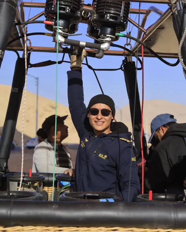 Captain Ali of Adventure Balloon Egypt preparing for a sunrise flight over Luxor