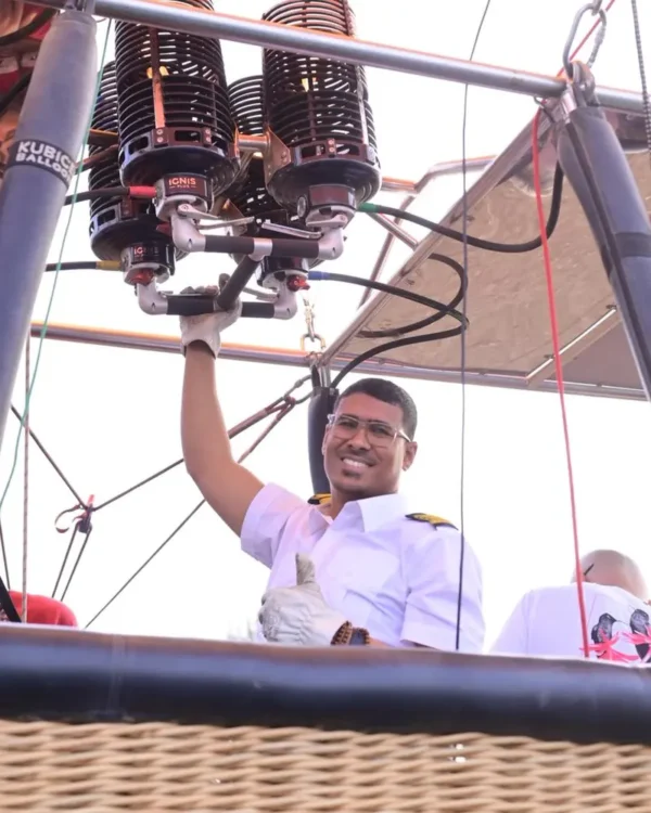 Captain Mo of Adventure Balloon Egypt on the launch field at Luxor West Bank