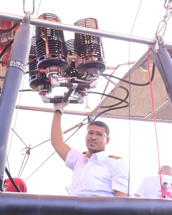 Captain Mo at the burners before an Adventure Balloon flight over Luxor