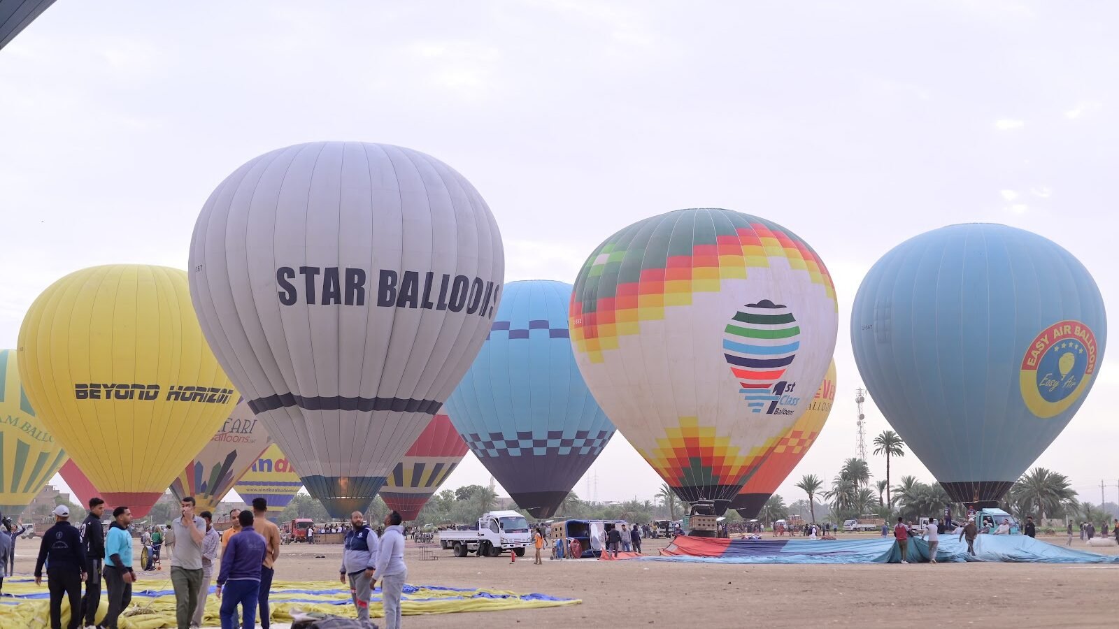 Balloons inflating on the launch field