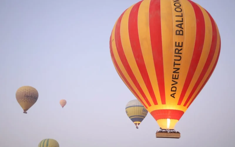 Sunrise hot air balloon over Luxor, flown on the overnight tour from Hurghada