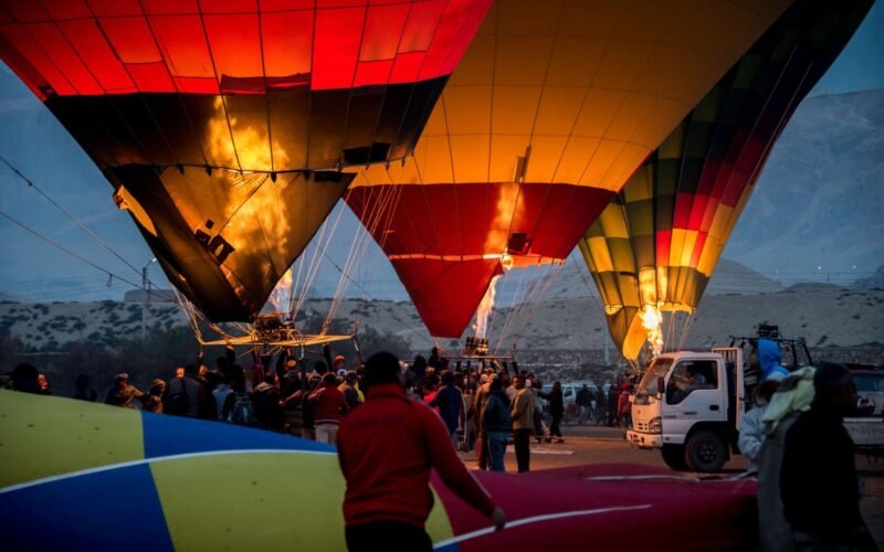 Hot air balloon over Luxor city, flown on the balloon plus Karnak and Luxor Temple East Bank tour